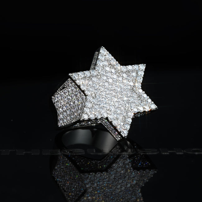 18K Gold-Plated Micro-inlay AAA CZ  Hexagon Franklin Ring Hover Image