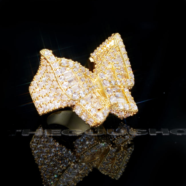 18k Gold-Plated CZ Hip Hop Butterfly Ring Hover Image