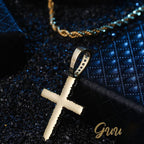 925 Sterling Silver Micro-inlay AAA CZ Cross Hip Hop Necklace