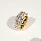 Micro-inlay CZ Double Row Ring
