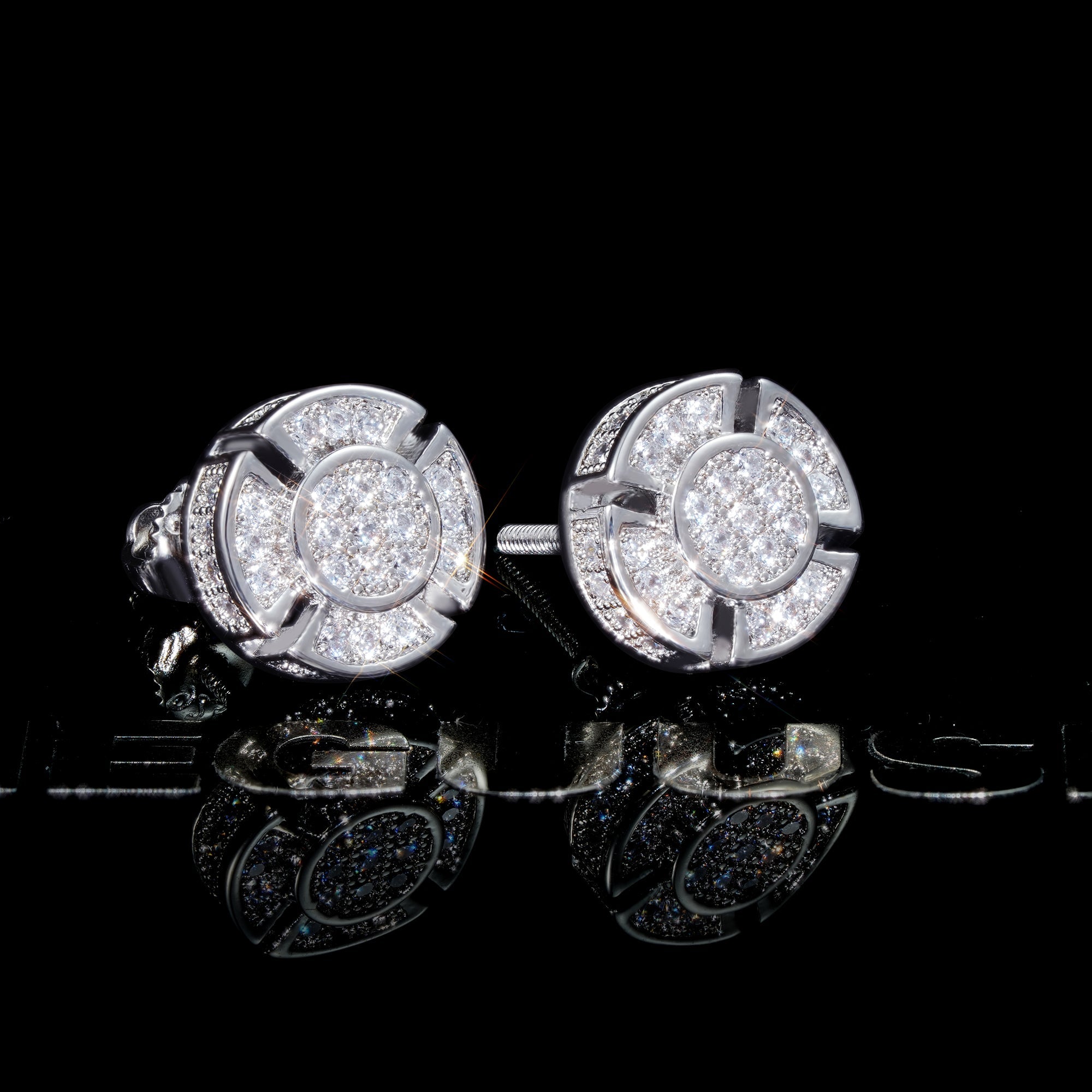 Iced  Yellow Gold-Plated CZ Hiphop Earrings (8mm)