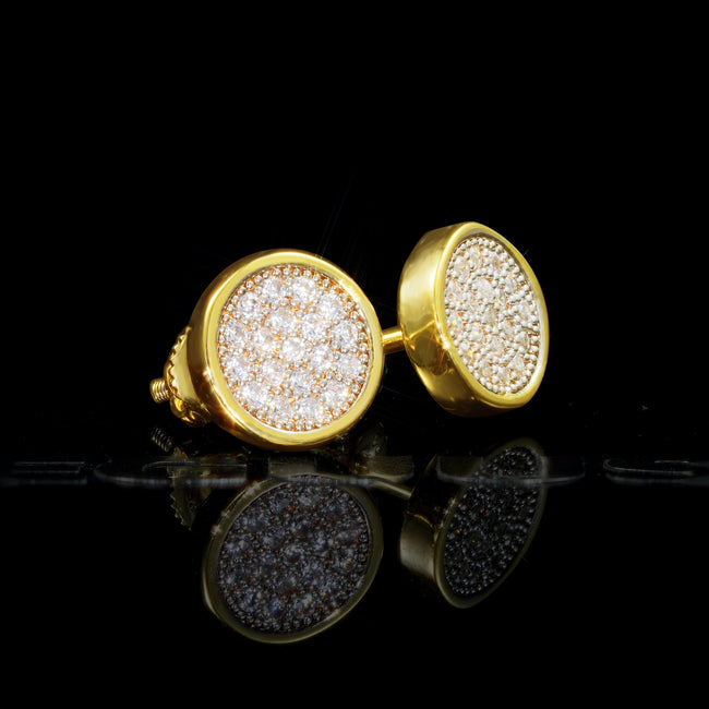 Gold-Plated Micro-inlay CZ  Round Stud Earring Main Image