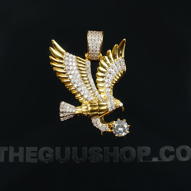 33mm Gold-Plated  Micro-inlay Zircon #eagle#  Pendant &rapper Chain Hover Image