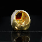 Micro-inlay Ruby Gold-Plated Ring