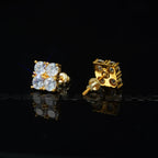 8mm  Iced  CZ   BlingBling Hip Hop Square Wind Hip Hop Stud Earring