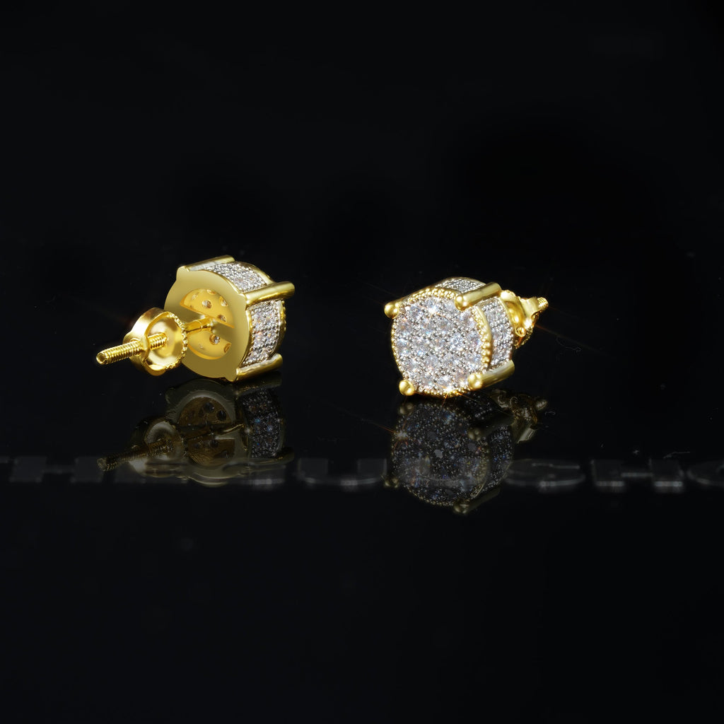 925 Sterling Silver Micro-inlay AAA CZ Two-tone Stud Earring