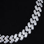 15mm 18K White/Gold-Plated BlingBling Baguette Iced Cuban Chain