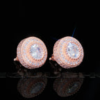 Gold Plated Iced Round Shape 12mm Hip Hop Earrings