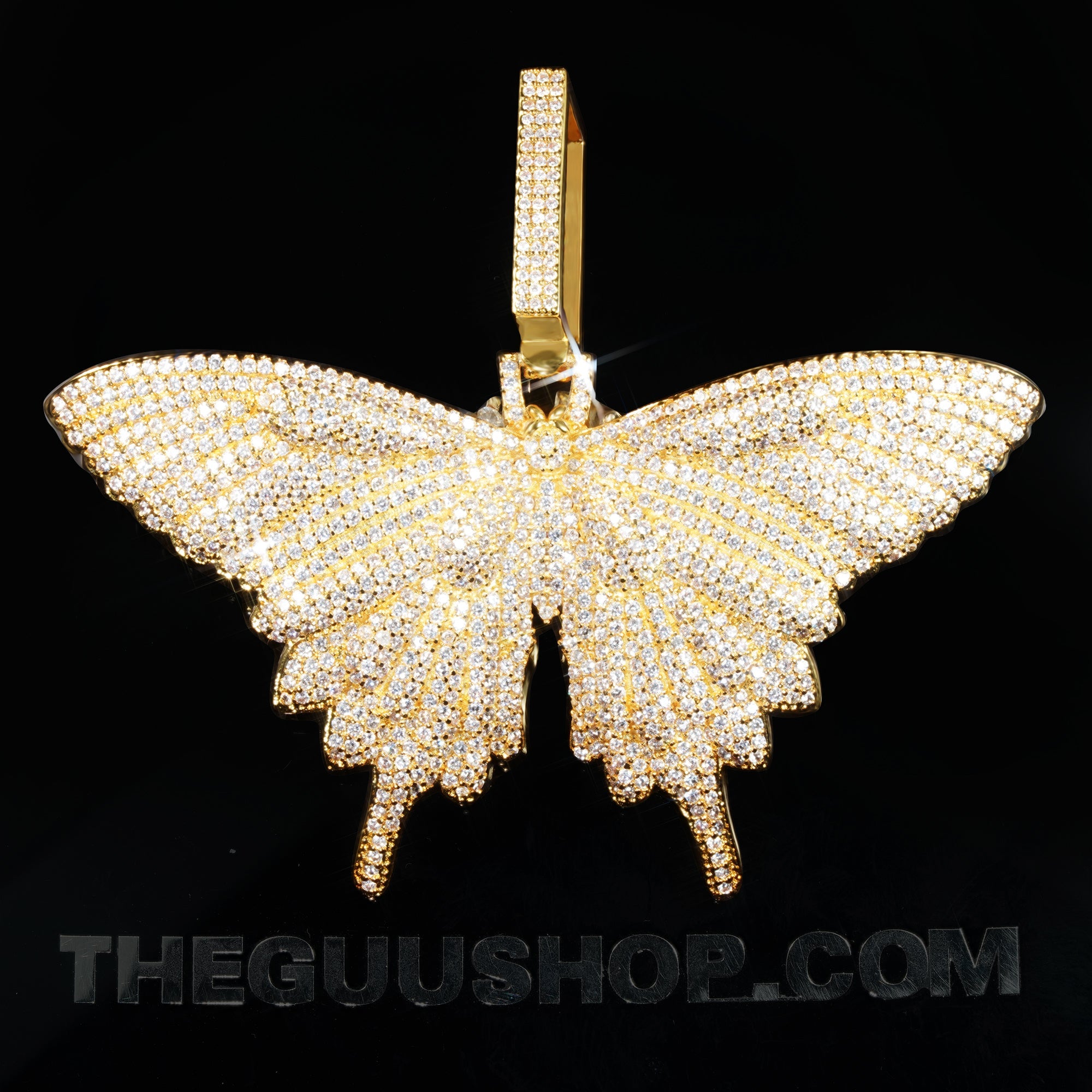 18K Gold-Plated Micro-inlay AAA CZ Butterfly Pendant Necklace