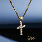 925 Sterling Silver Micro-inlay AAA CZ Cross Hip Hop Necklace