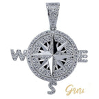 Iced Two-tone 45mm Gold-Plated  CZ  Compass  Pendant $ Cuban Link Chain