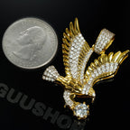 33mm Gold-Plated  Micro-inlay Zircon #eagle#  Pendant &rapper Chain