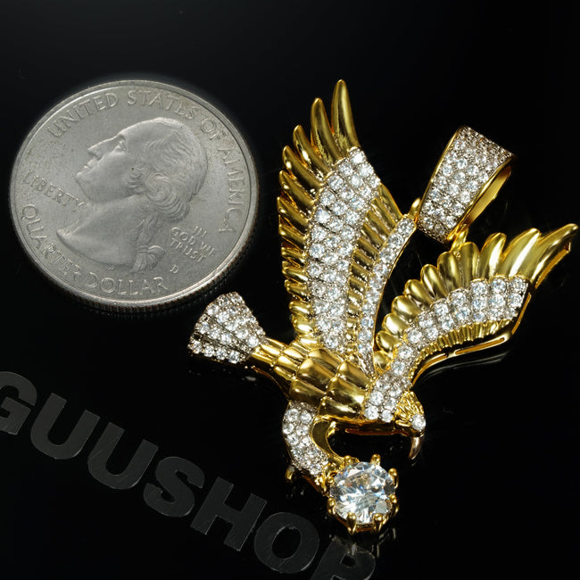 33mm Gold-Plated  Micro-inlay Zircon #eagle#  Pendant &rapper Chain Main Image
