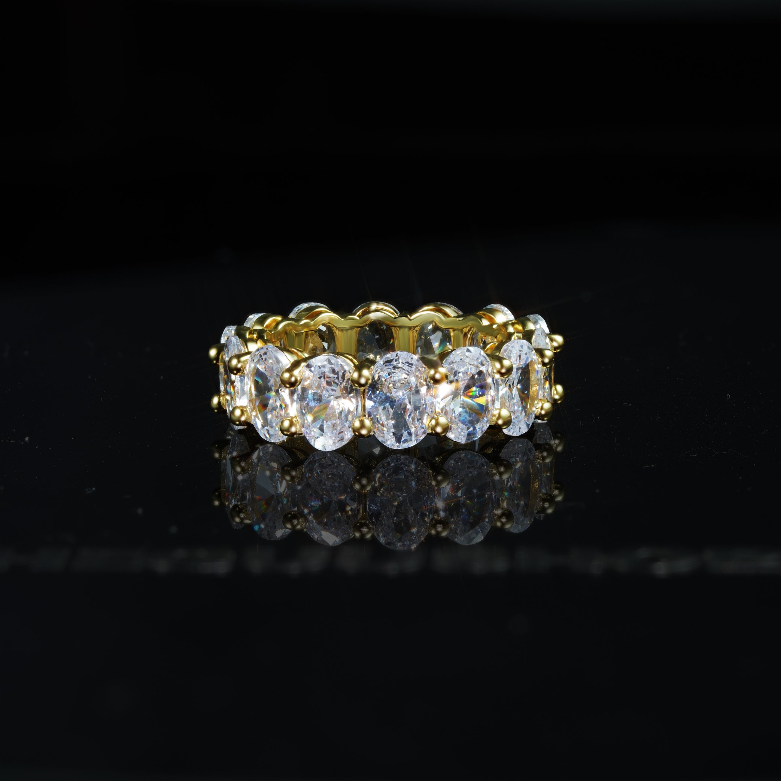 5mm  18K Yellow Gold-Plated Iced AAA CZ Love Hip Hop Ring
