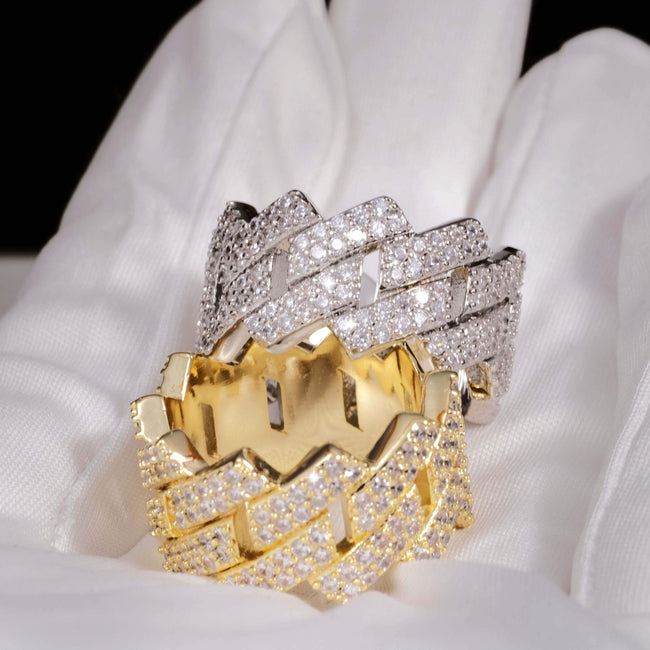 14MM Iced Prong Cuban Ring Hover Image