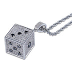 Two-tone CZ Black And White  Dice Pendant Jewelry