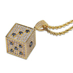 Two-tone CZ Black And White  Dice Pendant Jewelry
