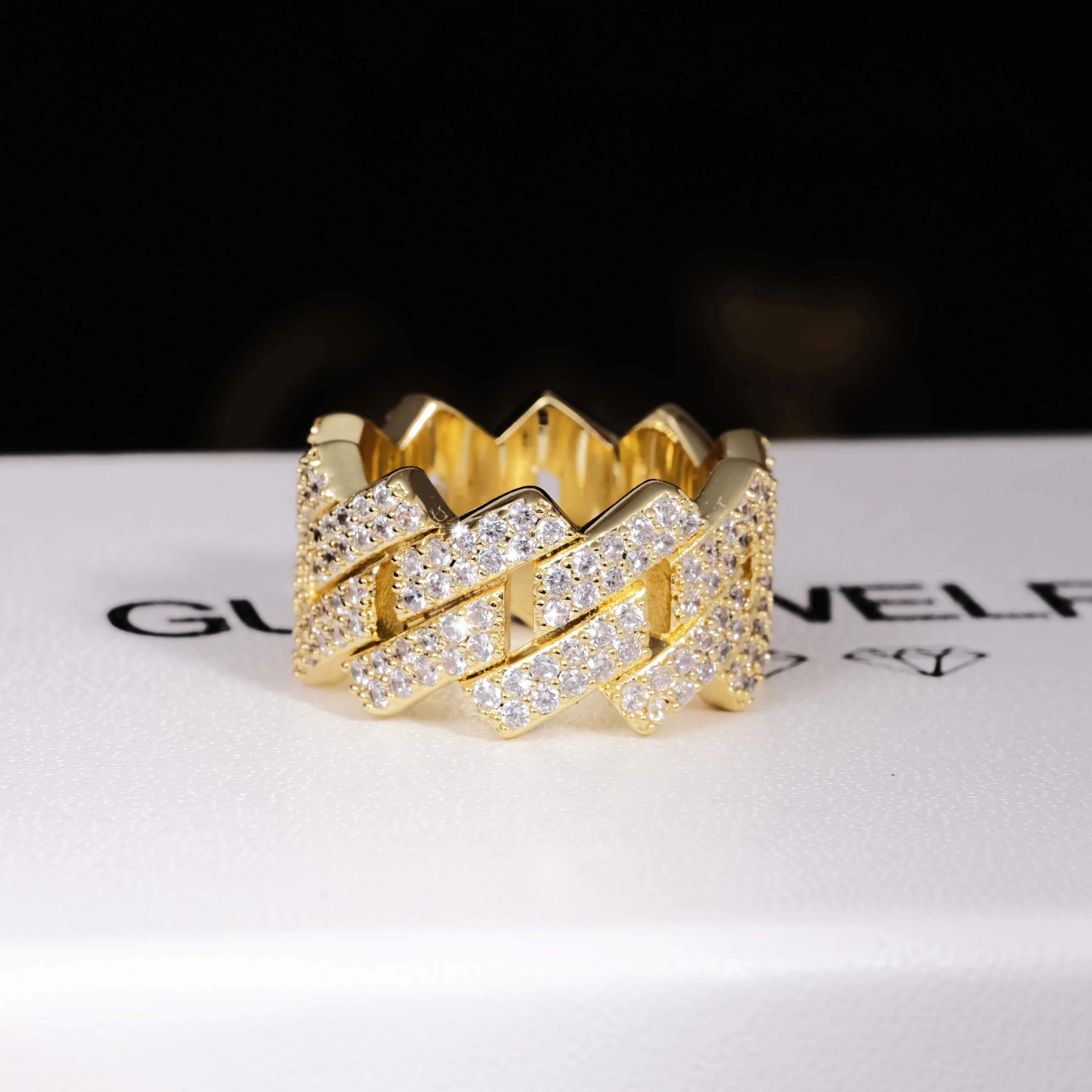 14MM Iced Prong Cuban Ring