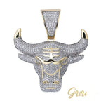 18K Gold-Plated Micro-inlay AAA CZ Bull Head Pendant
