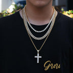 18k Gold-Plated CZ BlingBling Cross Hip Hop Pendant (With Chain)