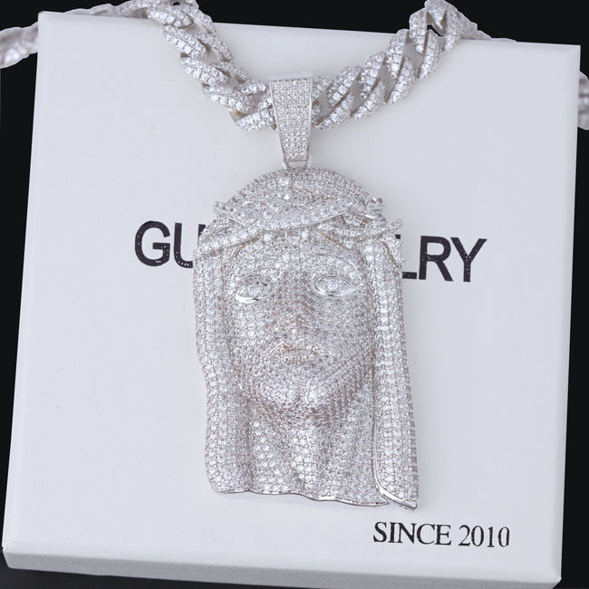 Large Size Jesus Pave Iced Necklace Hover Image