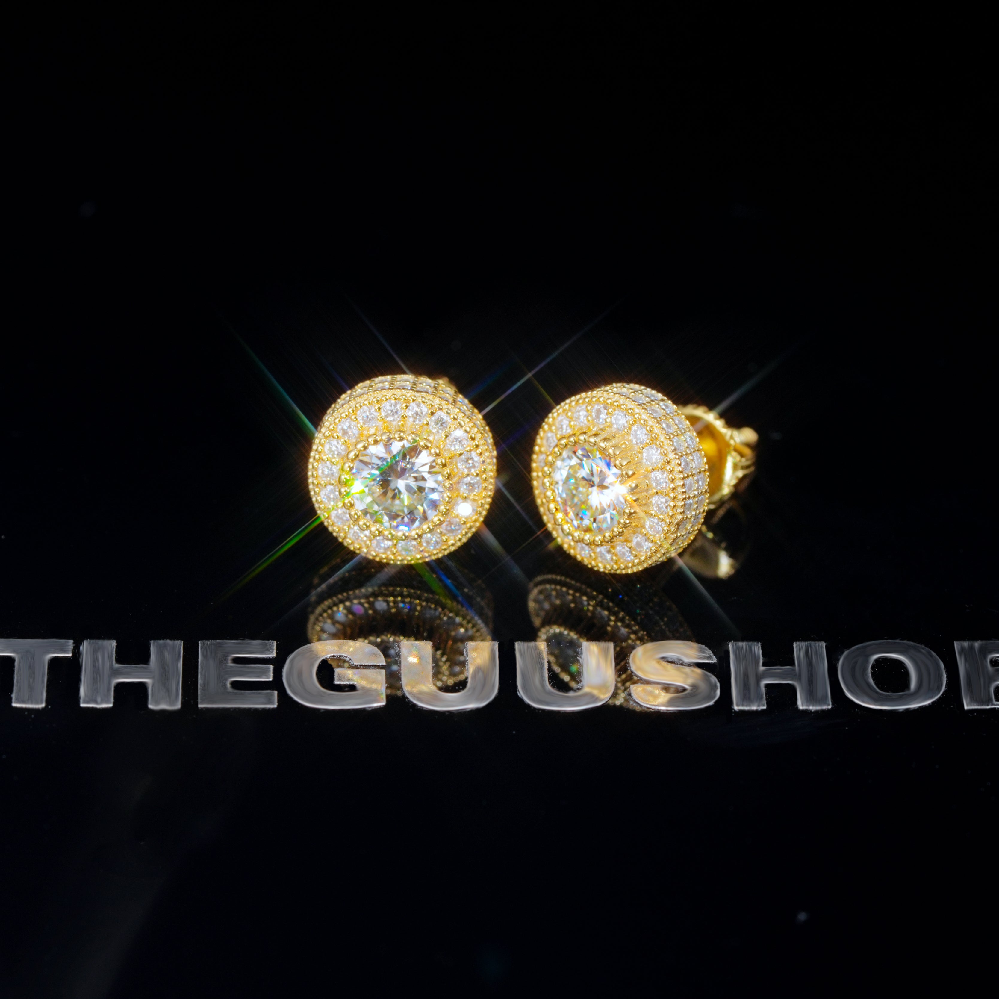 925s VVS1 Moissanite Cluster Halo Earrings In 18K Gold