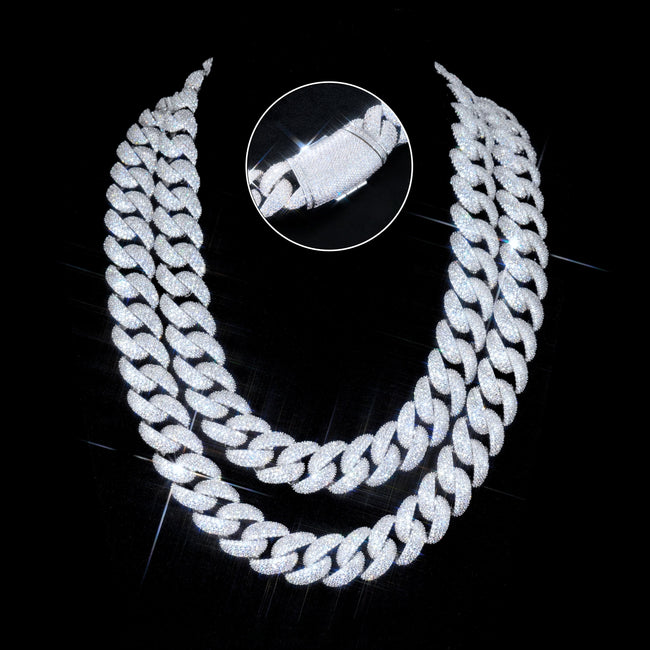 18mm Curved Clasp Bubble Cuban Link Chain Hover Image