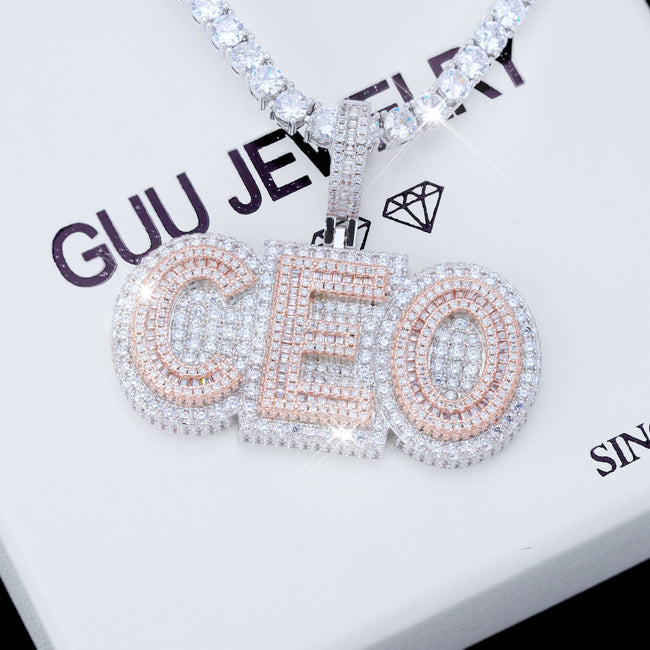 CEO Two Layer Baguette Iced Necklace Hover Image