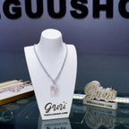 Africa Map Shape Two Layer Baguette Iced Necklace
