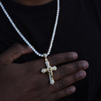 Jesus Crucifix Baguette Cross 18K Necklace