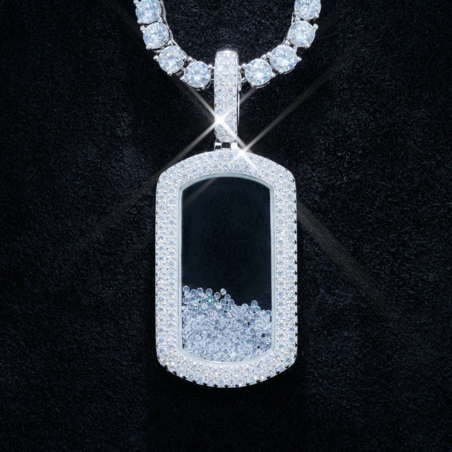 925S & VVS Moissanite Dog Tag Necklace Hover Image