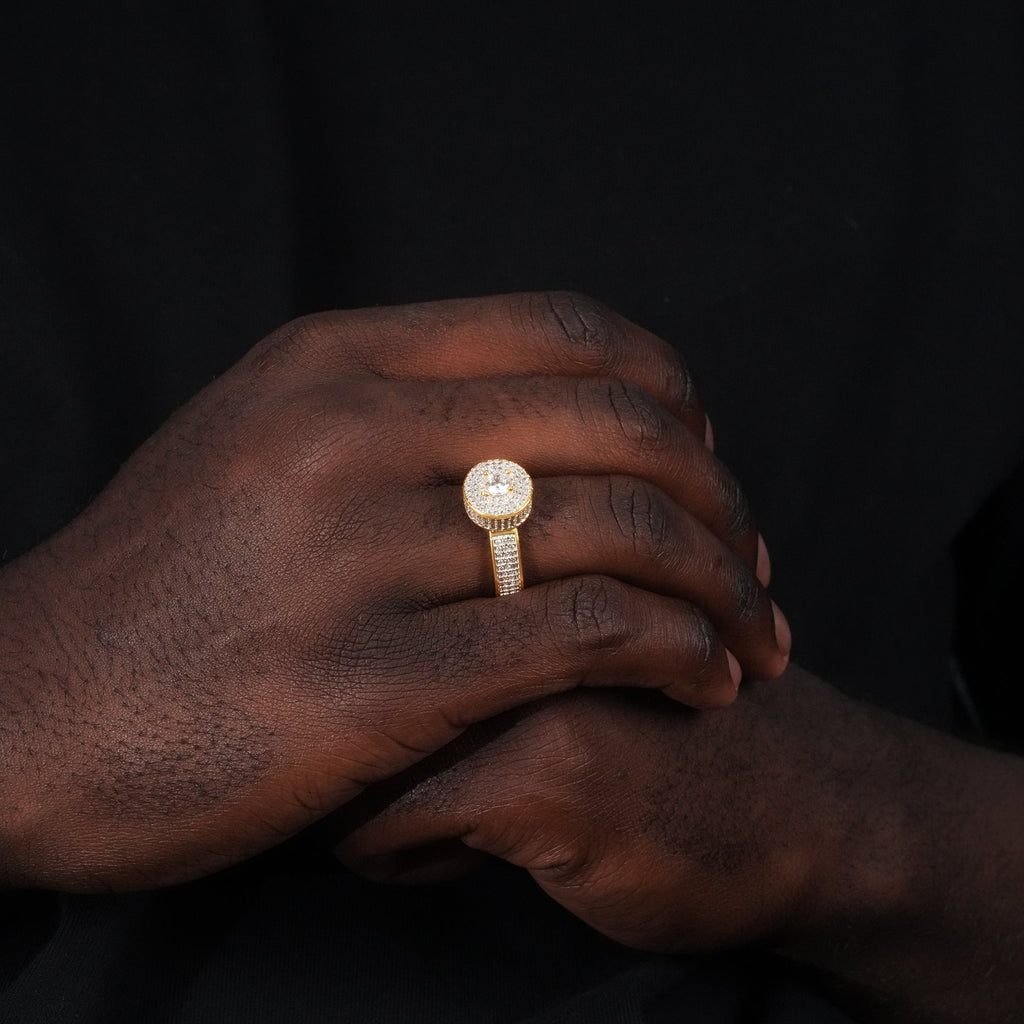 Iced CZ Diamond Gold Ring