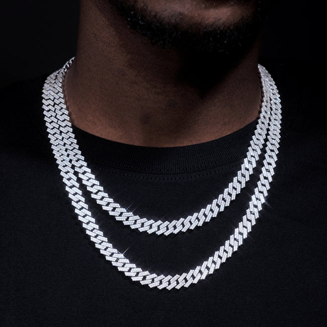 925S & VVS Moissanite 8MM Two Row Prong Cuban Link Chain Main Image