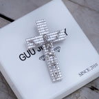 3D Skull Cross Baguette Solid Iced Necklace