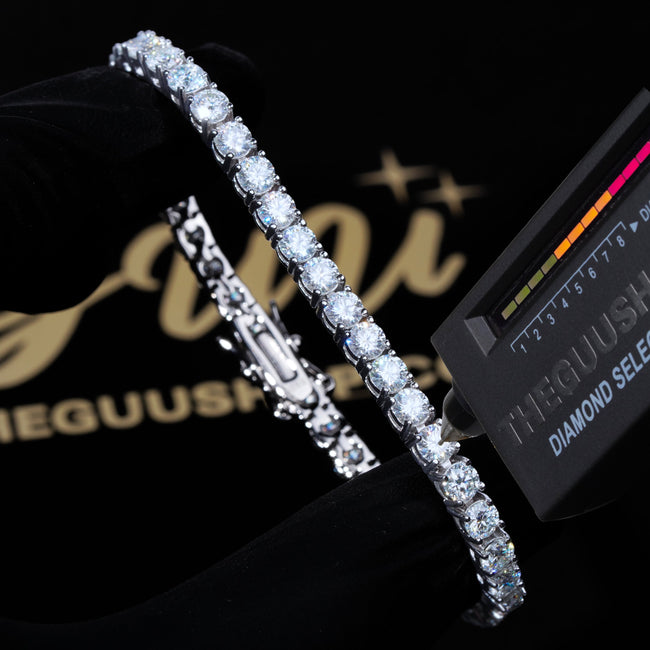 4MM 925S & VVS Moissanite Tennis Bracelet White Gold Hover Image