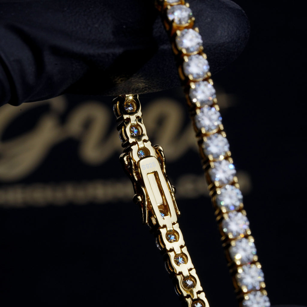 4MM 925S & VVS Moissanite Tennis Bracelet 18K Gold