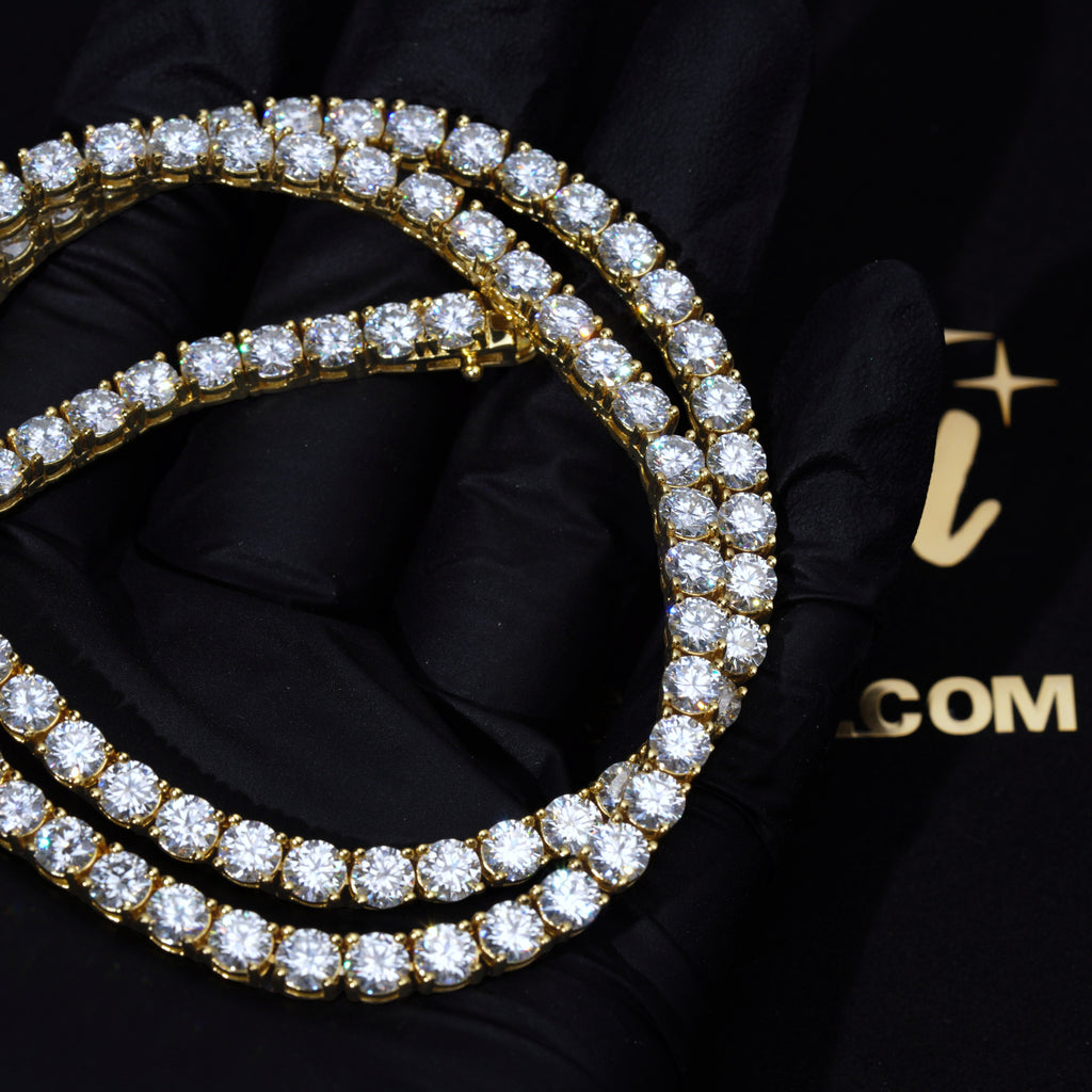 5MM 925S & VVS Moissanite Tennis Chain 18K Gold
