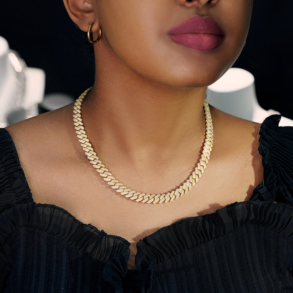 8mm Prong Cuban Link Chain in 18K Gold
