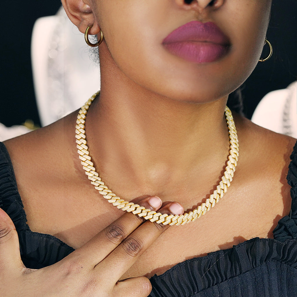 8mm Prong Cuban Link Chain in 18K Gold