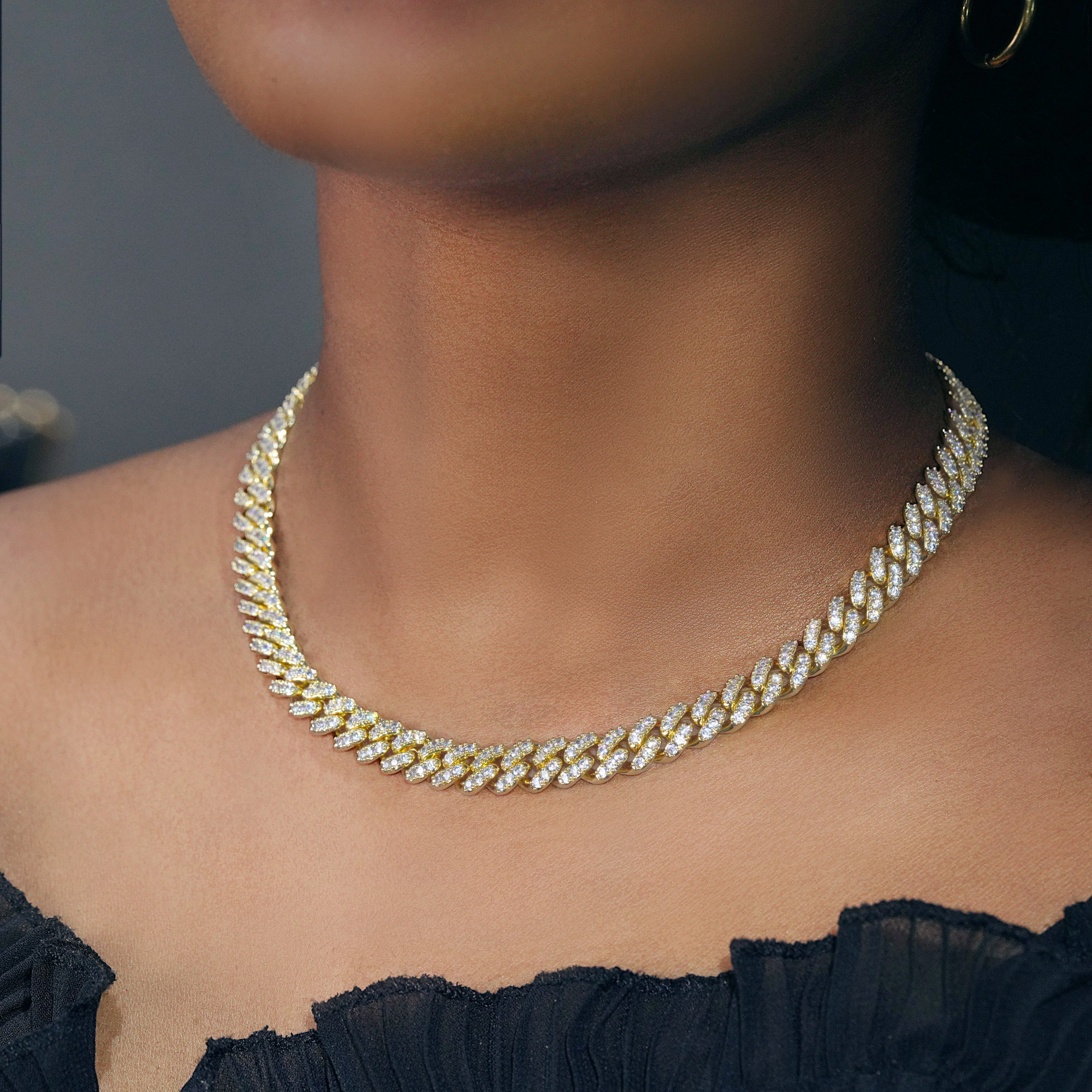 8MM Iced Cuban Link In 18K Gold