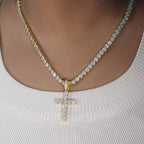 Bundle 18K Gold Iced Cross + 3mm Iced Tennis Chain