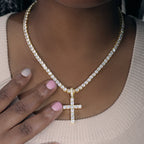 Bundle 18K Gold Iced Cross + 3mm Iced Tennis Chain