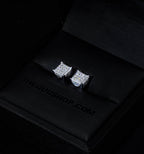 925s & VVS Moissanite 3D Cube Earrings WhiteGold