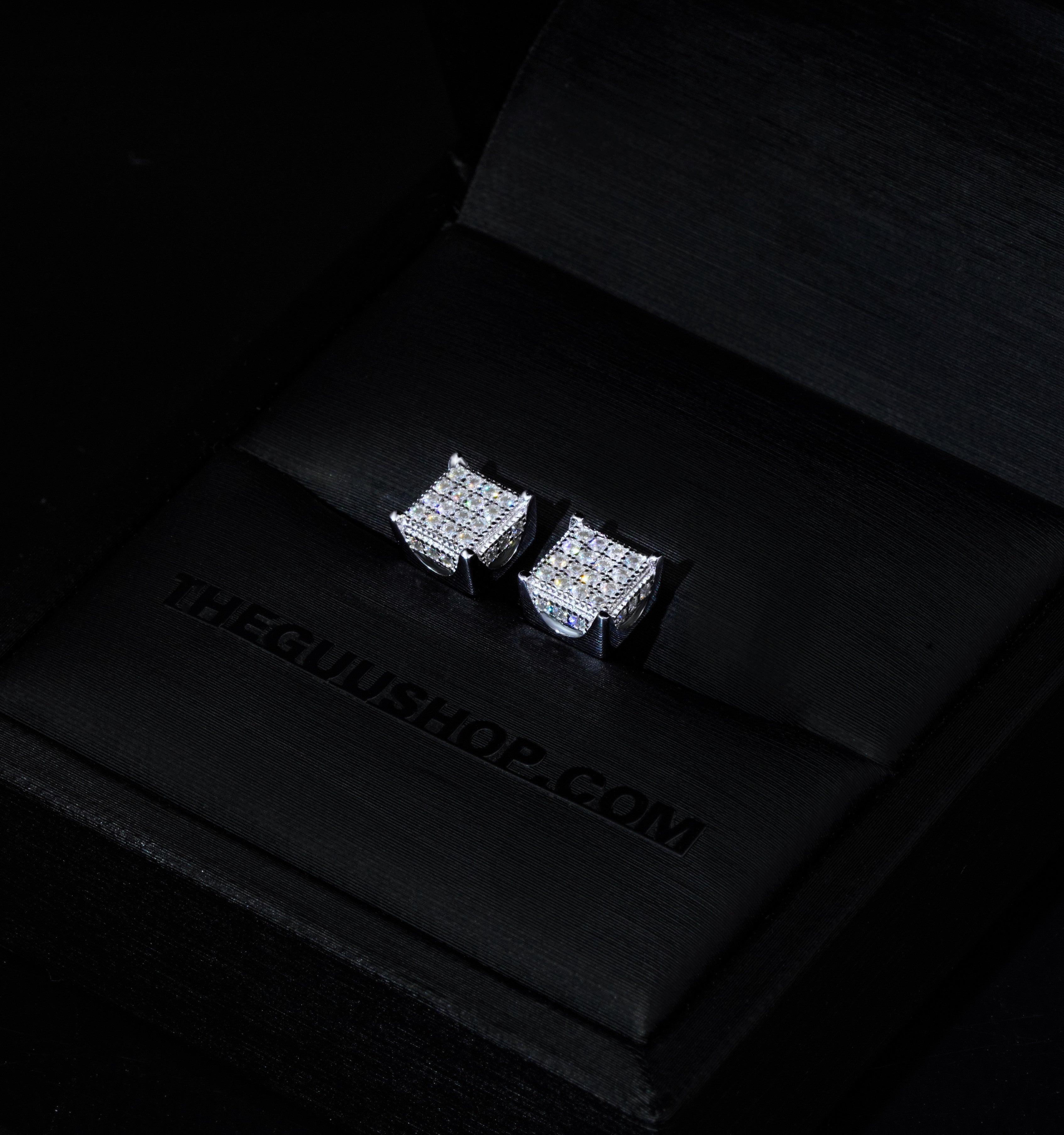 925s & VVS Moissanite 3D Cube Earrings WhiteGold