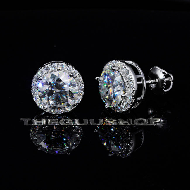 2.00 Carat Certified VVS1 Moissanite Halo Earrings Main Image
