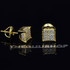 925s & VVS Moissanite 3D Cube Earrings 18K Gold