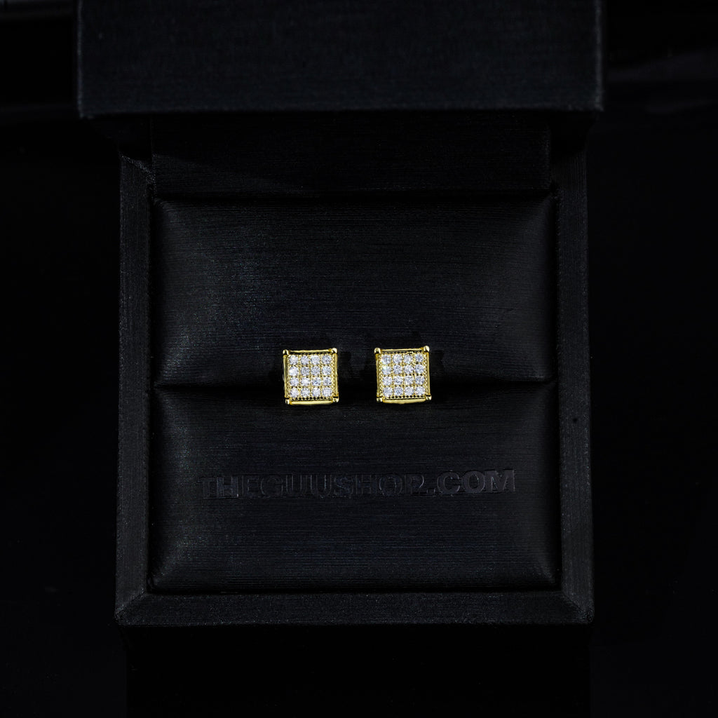 925s & VVS Moissanite 3D Cube Earrings 18K Gold