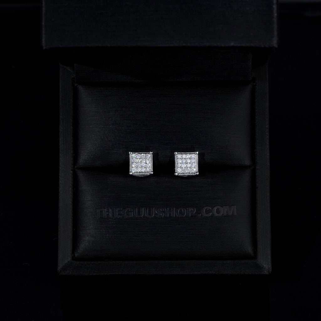 925s & VVS Moissanite 3D Cube Earrings WhiteGold