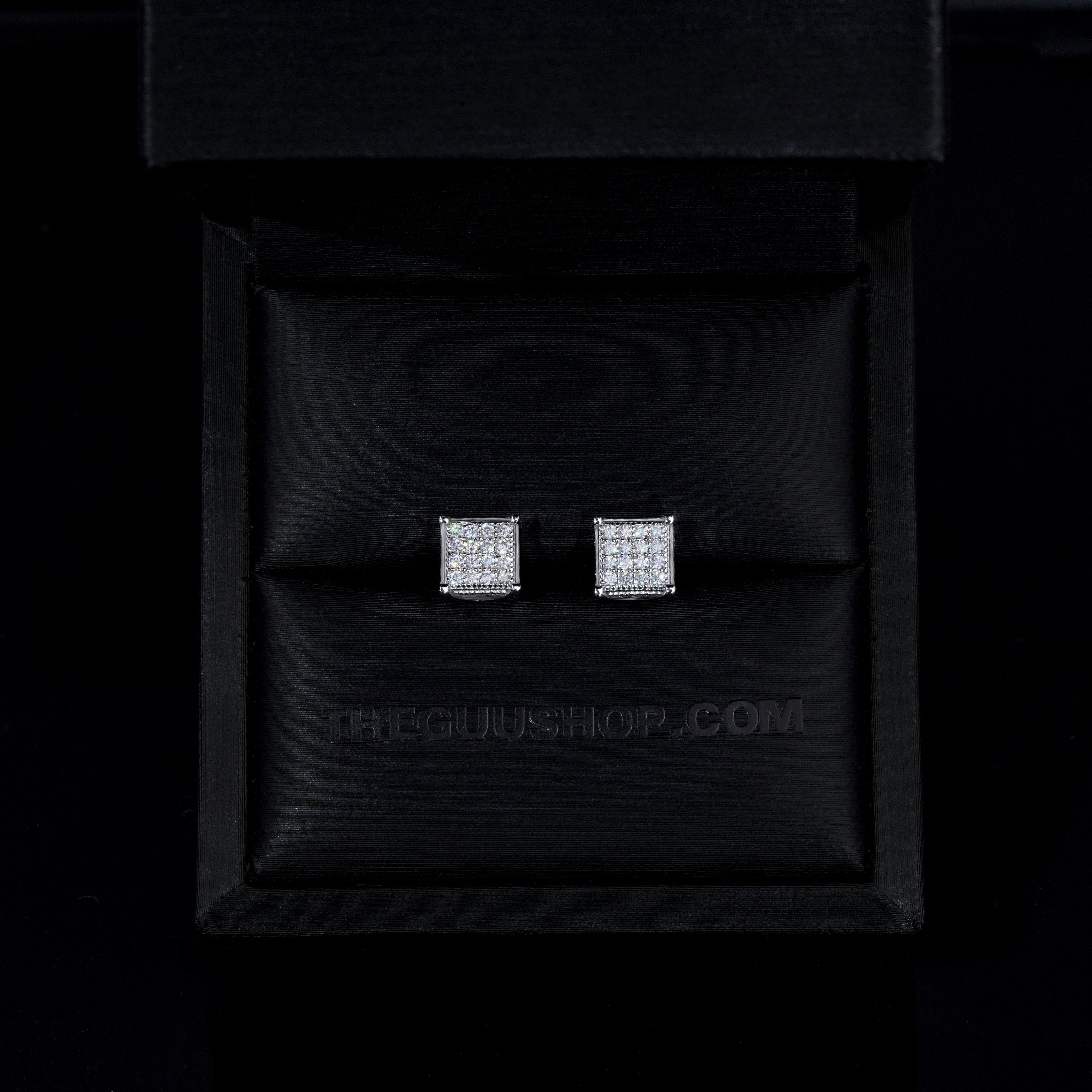 925s & VVS Moissanite 3D Cube Earrings WhiteGold