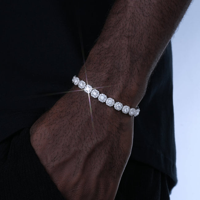 925S & VVS Moissanite 8MM Clustered Tennis Bracelet Hover Image